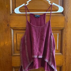 POL Women's Wine Red Sleeveless Tank Top